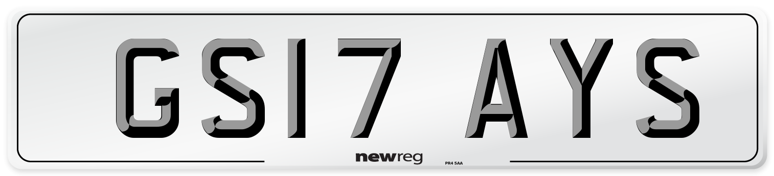 GS17 AYS Number Plate from New Reg